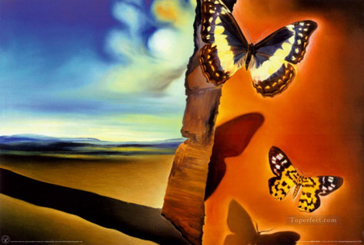 Paisaje con Mariposas Surrealista Pintura al óleo